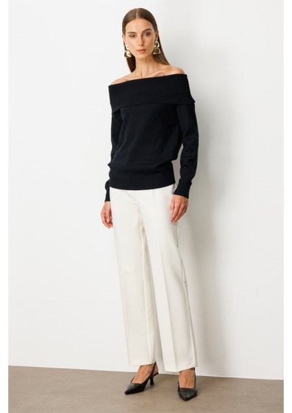 Kadın Madonna Yaka Triko Kazak 65380 Siyah modelleri