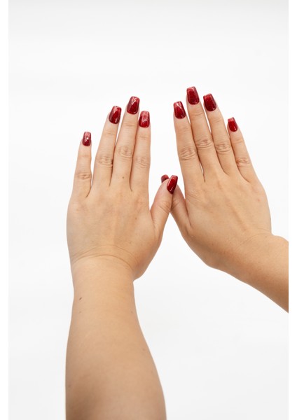 10'lu Kırmızı Kısa Balerin TT1242 Tekrar Kullanılabilir El Yapımı Protez Takma Tırnak - Kırmızı-L fırsatları