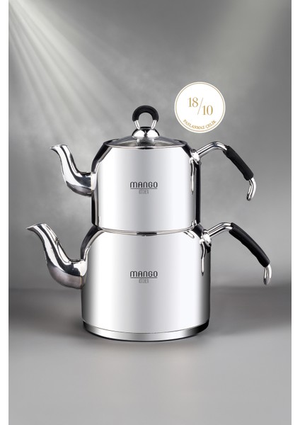 Mango Kitchen - Midi Orta Boy 18/10 Paslanmaz Çelik 1.0-2.0 Lt. Çaydanlık Takımı