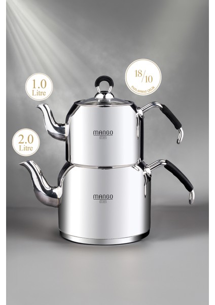 Mango Kitchen - Midi Orta Boy 18/10 Paslanmaz Çelik 1.0-2.0 Lt. Çaydanlık Takımı fiyatları