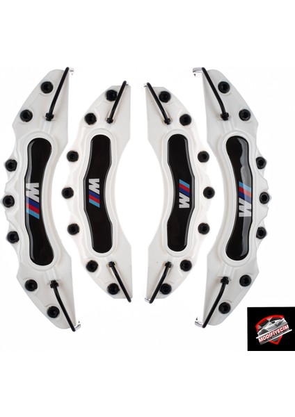 Beyaz Bmw M 4'lü Kaliper Seti Yapıştırma Logolu