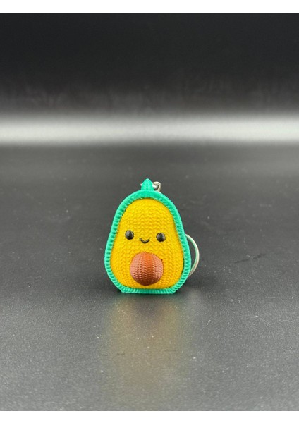 Amigurumi Örgü Görüntüsünde Oyuncak Avokado Anahtarlık