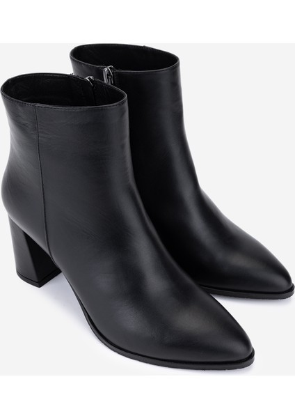 Kadın Hakiki Deri Siyah Deri Topuklu Bot 1074 2260 Bn Bot SK25-26 Sıyah Derı fiyatları