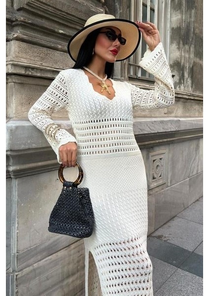 Ajur Detaylı Ispanyol Kol Elbise 2840