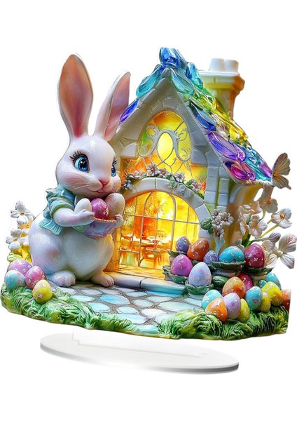 Paskalya Bahçesi Tavşan Dekorasyon Dekoratif Koleksiyonu Su Geçirmez B (Yurt Dışından)