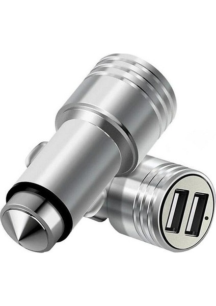 Çakmaklık Oto Araç Hızlı Şarj Aleti USB Çift Girişli Çakmaklık Şarjı Metal Gövde Metal Araç Başlık 12-24V