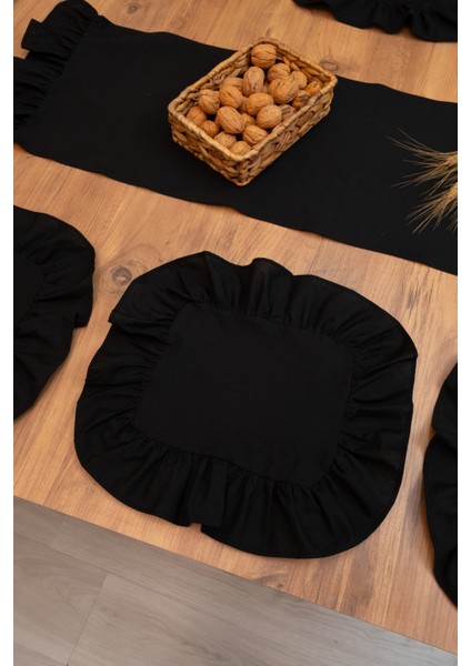 Lira | Siyah 7 Parça Fırfırlı Sofra Sunum Seti 40 x 150 indirimleri