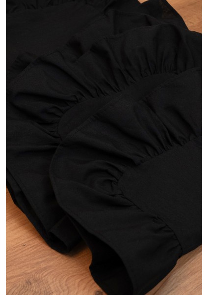 Lira | Siyah 7 Parça Fırfırlı Sofra Sunum Seti 40 x 150