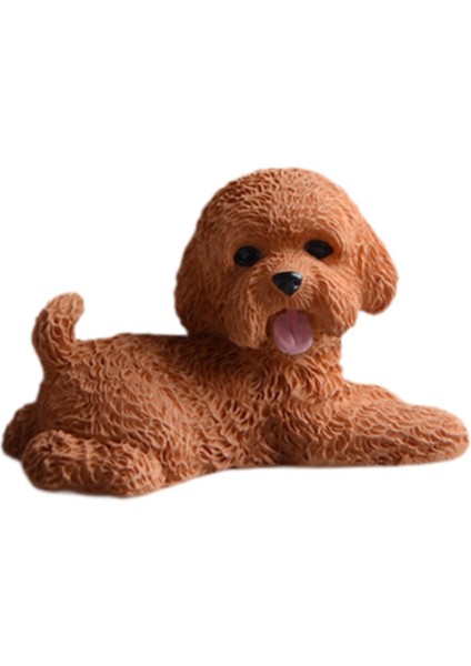 Köpek Minyatür Figürin Mini Hayvan Heykeli Yatak Odası Raf Oturma Odası Kahverengi Yalan (Yurt Dışından)
