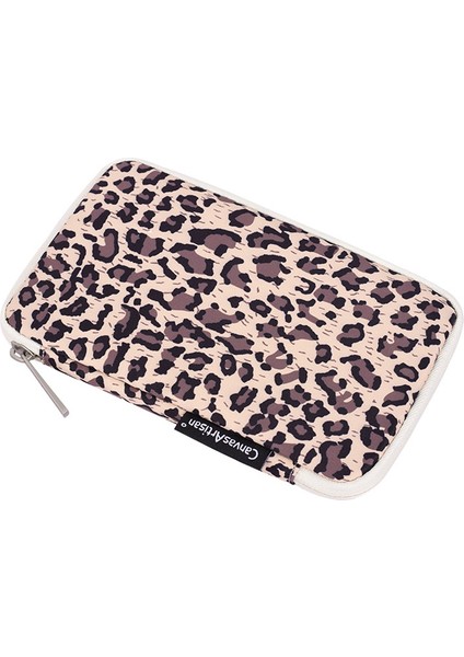 Canvasartısan H31-S21 Moda Leopar Desenli Dijital Aksesuarlar Fermuarlı Saklama Kutusu Telefon Powerbank Fare Taşıma Çantası - Kahverengi (Yurt Dışından)