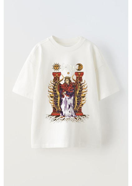 Gojıra 5 Baskılı Ünisex Pamuk Beyaz Oversize T Shirt