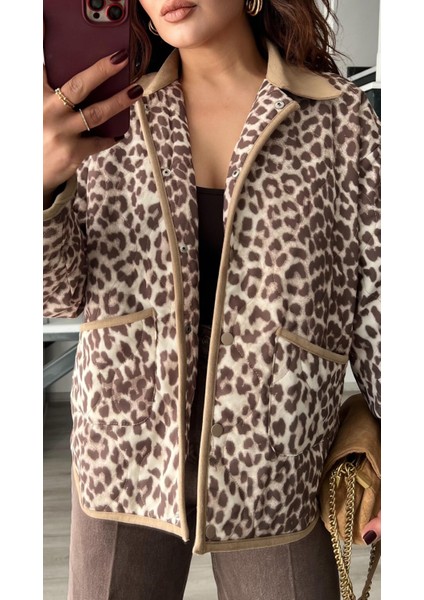 Leopar Desen Kapitone Astarlı Ceket fiyatları
