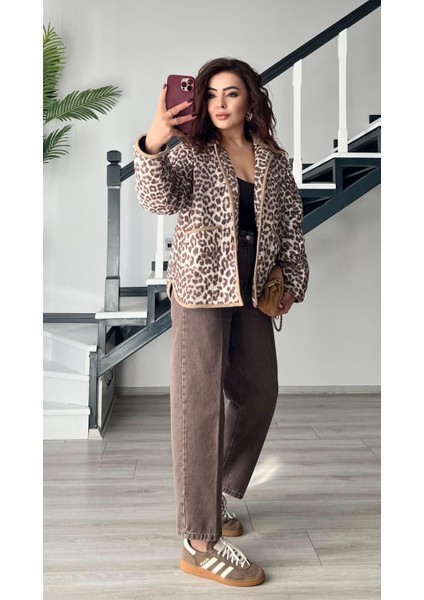 Leopar Desen Kapitone Astarlı Ceket modelleri