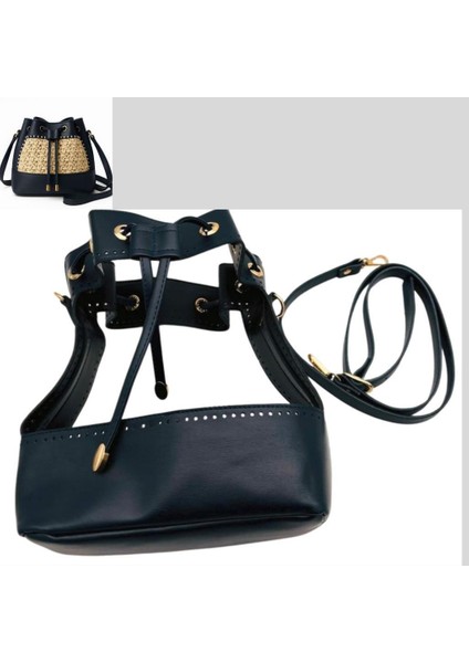 Torba Model Çanta Yapım Aparatı Lacivert Renk Light Gold Metalli