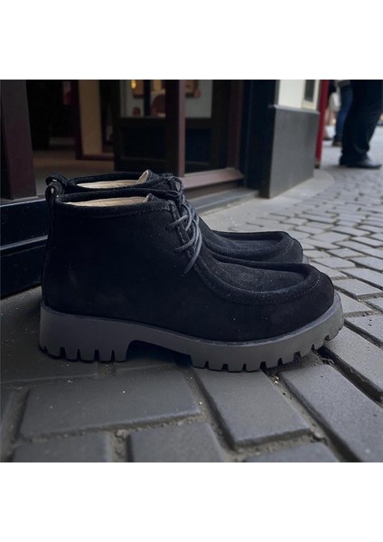 Siyah Hakiki Deri Süet Bağcıklı Bot fiyatları