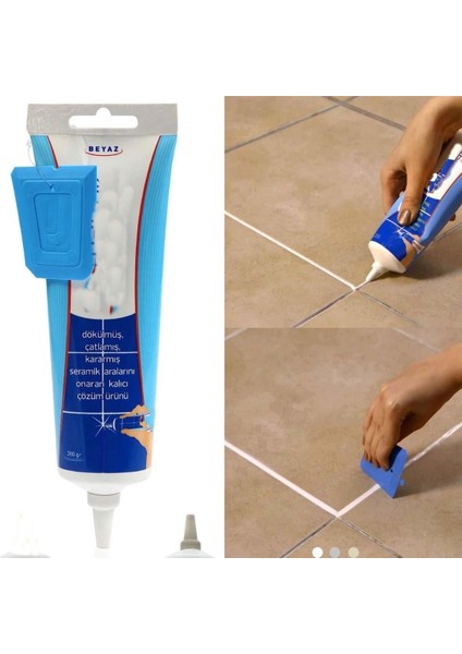 bulurum 5 adet beyaz derz dolgusu lavabo küvet fayans derzi kalemi 380gr spatula hediyeli