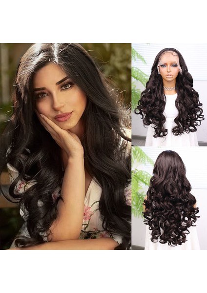 Açık Kahve Bebek Saçlı Fiber Sentetik Yoğun Dalgalı Tül Peruk