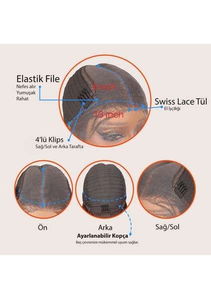Açık Kahve Bebek Saçlı Fiber Sentetik Yoğun Dalgalı Tül Peruk