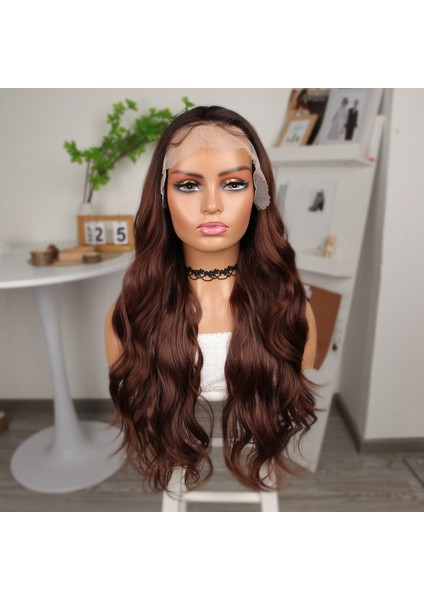Kahve Karamel Geniş Dalgalı Fiber Sentetik Tül Peruk fiyatları