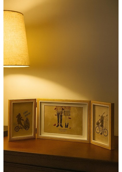 Doğal Ahşap Üçlü Dekoratif Fotoğraf Çerçevesi 20*15 -17*12 cm (2) modelleri