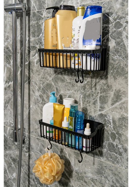 bulurum 2 li plastik yapışkanlı askılı mutfak banyo rafı düzenleyici duş şampuanlık