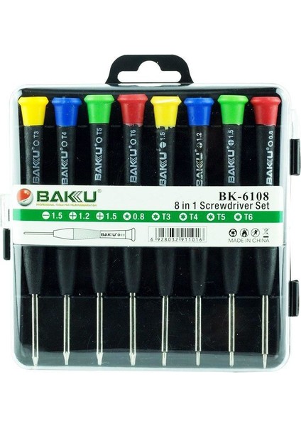 bulurum baku bk6108 hassas 8 parça tornavida seti