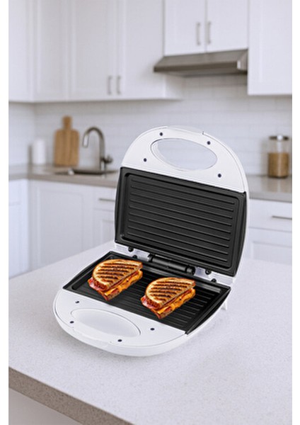 Mini Tost Makinesi 750 W Teflon Kaplama Bej Renkli Tek Taraflı Pişirme Özelliği fiyatları