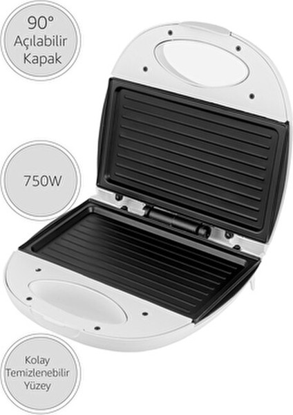 Mini Tost Makinesi 750 W Teflon Kaplama Bej Renkli Tek Taraflı Pişirme Özelliği fırsatları
