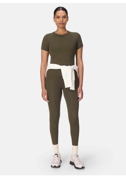 SB10169-301 All Day Cropped T-Shırt Yeşil Bisiklet Yaka Normal Düz Kadın T-Shirt