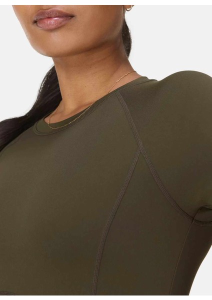 SB10169-301 All Day Cropped T-Shırt Yeşil Bisiklet Yaka Normal Düz Kadın T-Shirt fırsatları