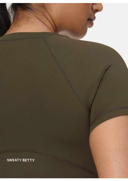 SB10169-301 All Day Cropped T-Shırt Yeşil Bisiklet Yaka Normal Düz Kadın T-Shirt indirimleri