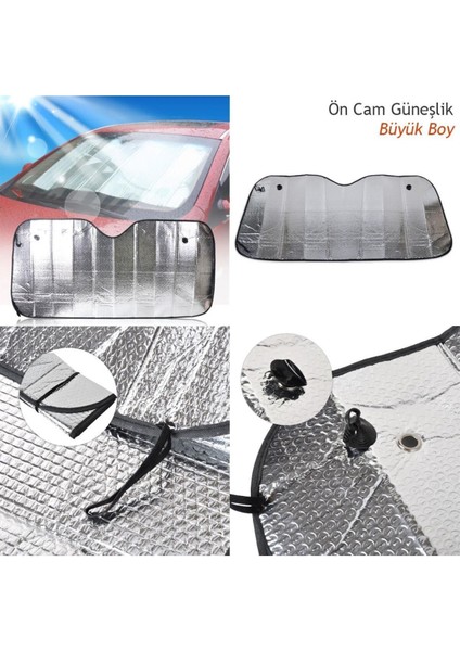 Ön Cam Perde Güneşlik Büyük Boy Balonlu Nikel 140X70 cm Shd-70 fiyatları