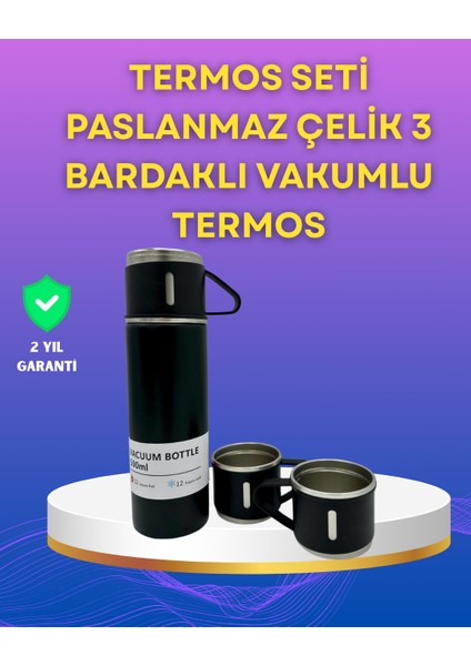 Çelik Termos Bardak Seti | 500 ml Kapasite Kaymaz Taban Hediye Kutulu - M033K051-R44033
