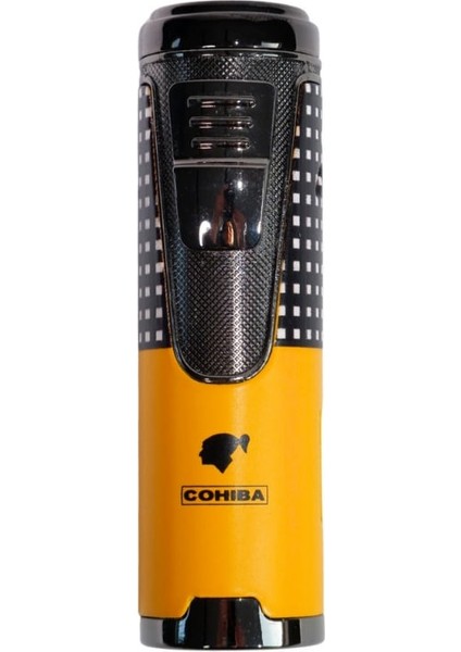 Nokta Desenli Özel Üretim 4 Torch Pürmüz Sarı Puro Çakmağı