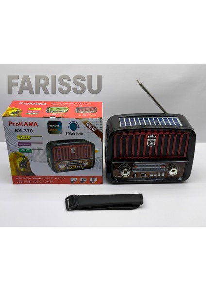 Prokama BK-370 Nostaljik Tasarım Güneş Enerjili (Solar) Am/fm/sw 3 Band Radyo Usb/tf/bluetooth