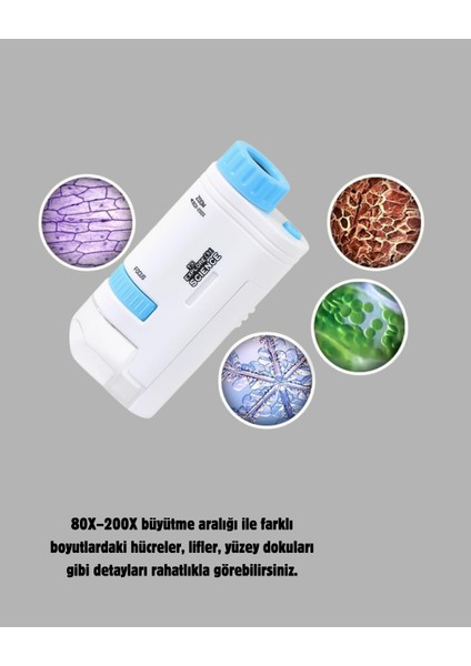 Taşınabilir Eğitim Mikroskobu 80X–200X LED Işıklı ve Darbeye Dayanıklı - M474K755-R45474 modelleri