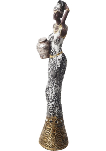 Lüks Işlemeli Geleneksel Yerel Kıyafetli Afrikalı Kadın Heykeli Dekoratif Biblo Ev Ofis Hediyesi Md3 fırsatları