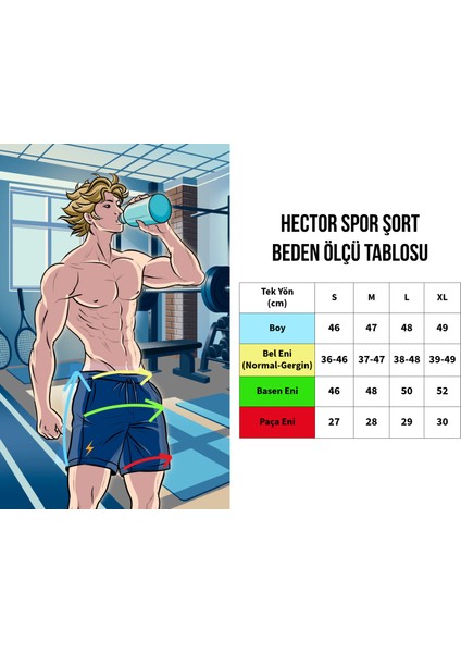 Spor Fitness Koşu Şortu - Hector - Mavi
