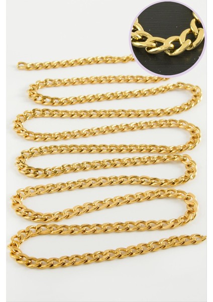 5 mm Düz Sarı Renkli Çelik Zincir 1 Metre