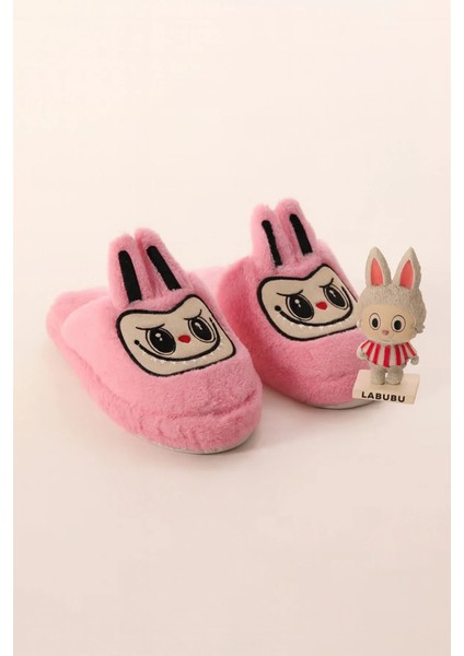 Pofuduk Sessiz Taban Figürlü Ev Terliği Tüylü Terlik