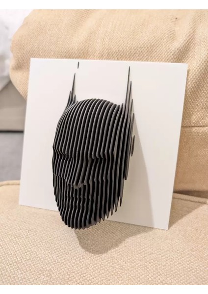 Batman Maskesi Duvar Dekoru - 3D Katmanlı Sanat Siyah Beyaz
