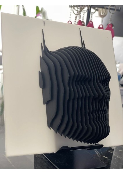Batman Maskesi Duvar Dekoru - 3D Katmanlı Sanat Siyah Beyaz fiyatları
