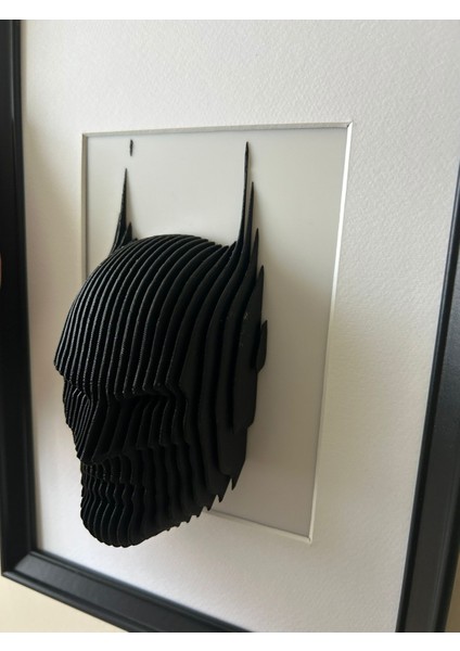 Batman Maskesi Duvar Dekoru - 3D Katmanlı Sanat Siyah Beyaz modelleri