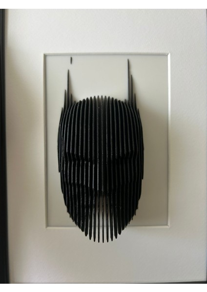 Batman Maskesi Duvar Dekoru - 3D Katmanlı Sanat Siyah Beyaz fırsatları