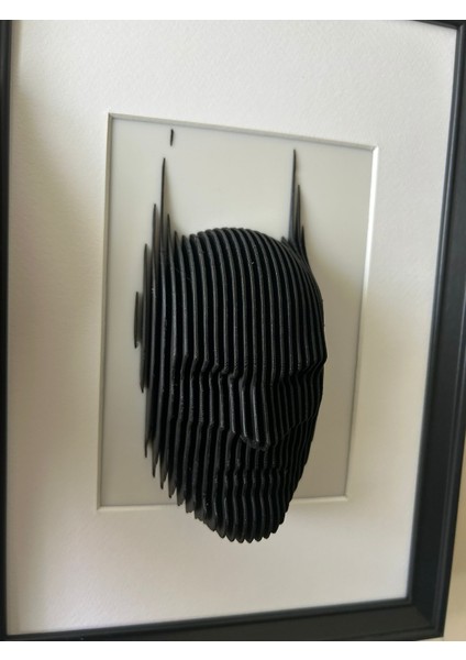 Batman Maskesi Duvar Dekoru - 3D Katmanlı Sanat Siyah Beyaz indirimleri