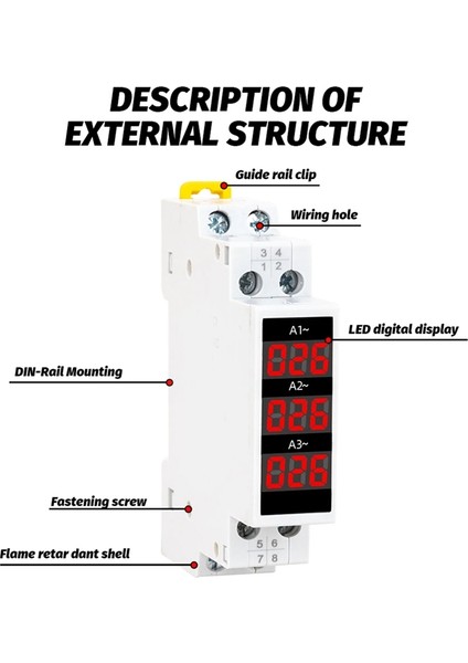 Din Ray Montajlı 3 Fazlı Ampermetre Mini Modüler Akım Ölçer (Yurt Dışından) fırsatları