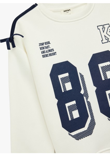 Uzun Kollu Bisiklet Yaka Baskılı Oversize Sweatshirt modelleri