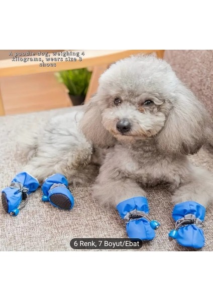 4'lü Pati Koruyuculu, Kaymaz, Ayarlanabilir Tokalı Köpek Ayakkabısı Botu- S Beden modelleri