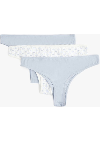 Pamuklu Rahat Kalıp Baskılı Kurdele Detaylı 3'lü Brazilian Külot Seti fiyatları