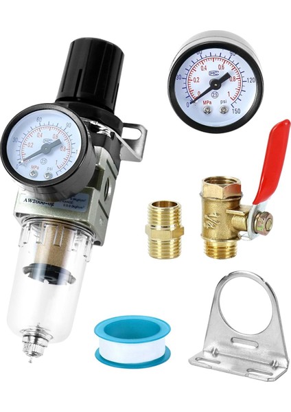 1/4 Inç Hava Kompresörü Filtre Regülatörü Kombosu AW2000-02 (Yurt Dışından)